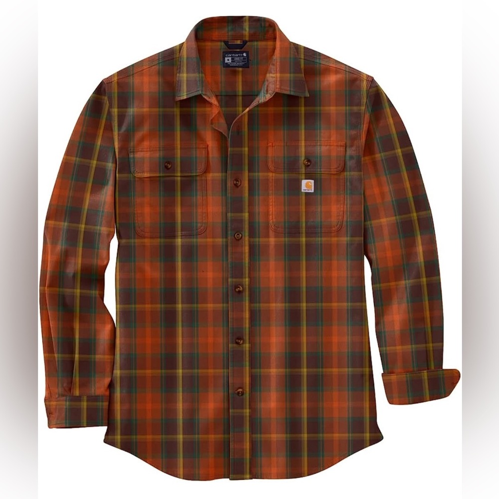 Carhartt Loose-Fit Heavyweight Plaid Flannel Long-Sleeve XL Shirt for Men.